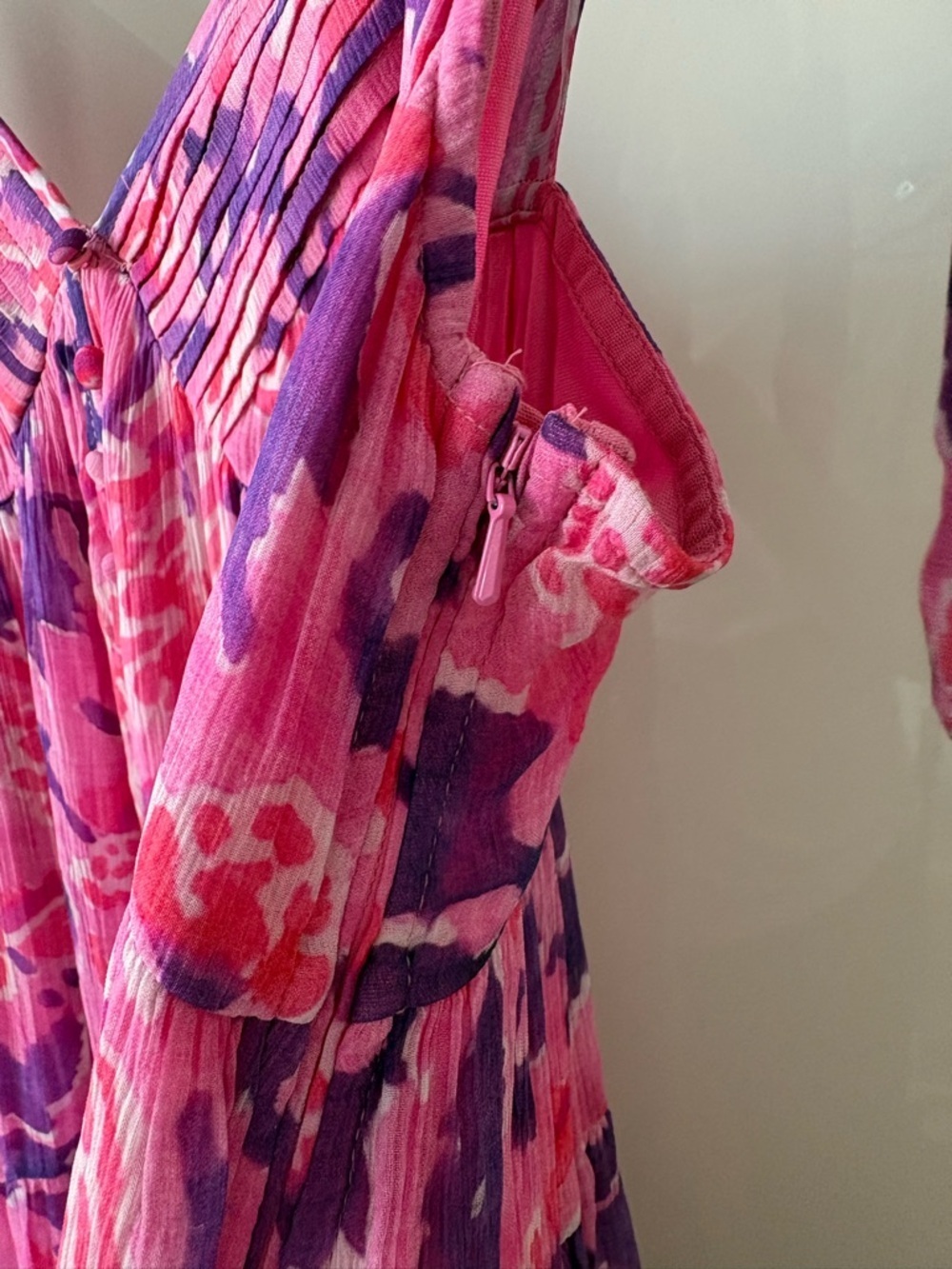 Rococo Sand Pink and Purple Floral Tie-Shoulder Maxi Dress - Picture 7 of 13